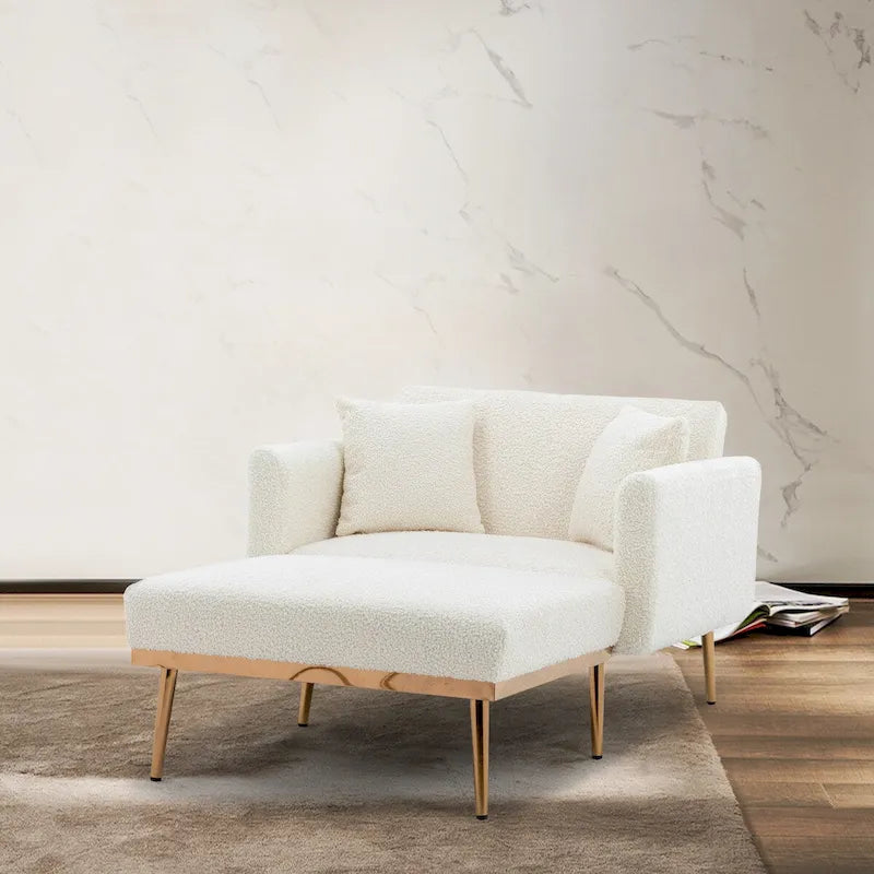 Chaise longue/fauteuil d'appoint, bords incurvés, rembourrée de mousse épaisse et recouverte d'un tissu de haute qualité