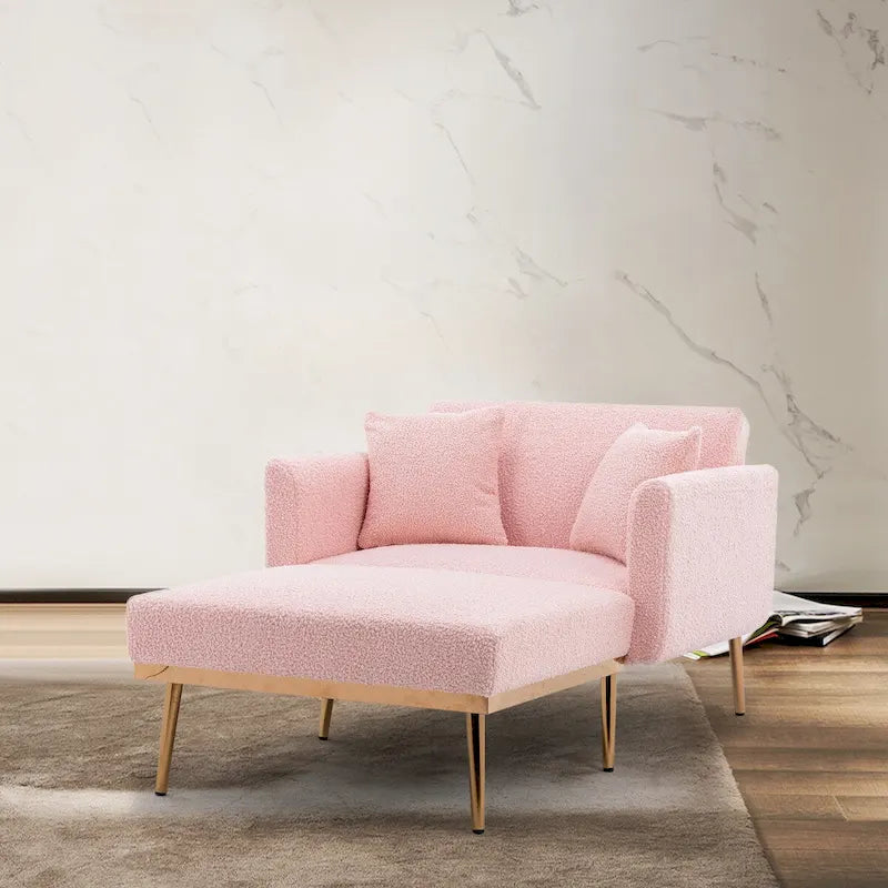 Chaise longue/fauteuil d'appoint, bords incurvés, rembourrée de mousse épaisse et recouverte d'un tissu de haute qualité