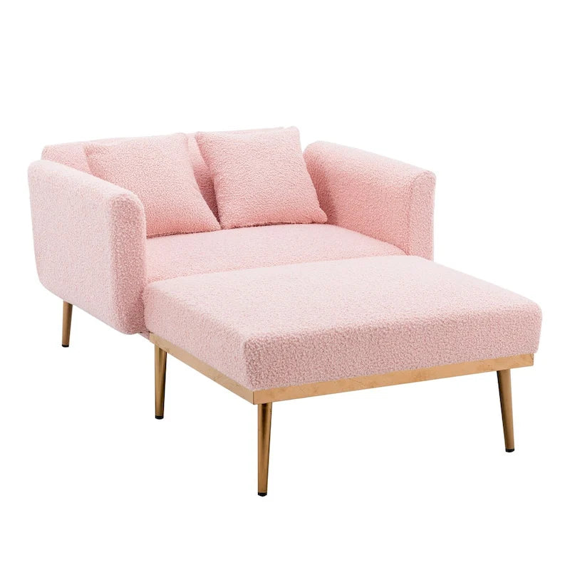 Chaise longue/fauteuil d'appoint, bords incurvés, rembourrée de mousse épaisse et recouverte d'un tissu de haute qualité