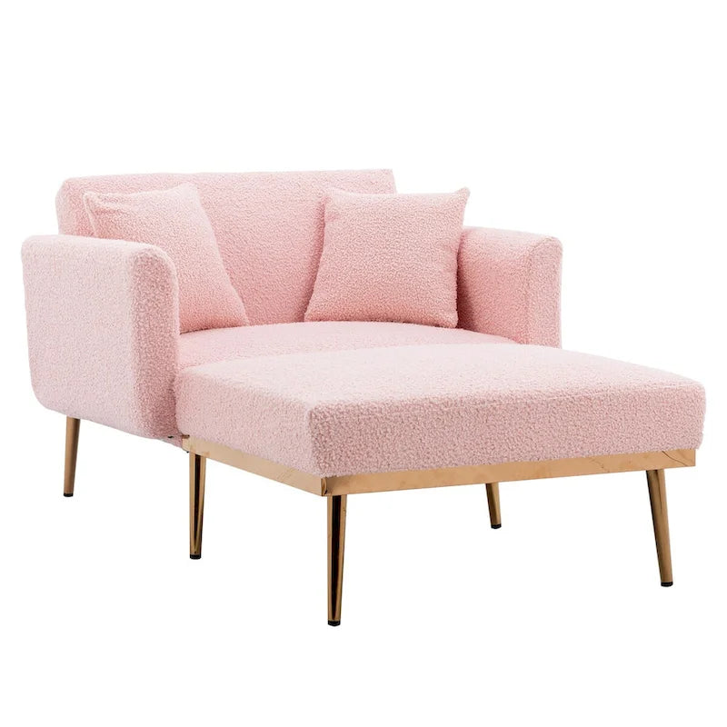 Chaise longue/fauteuil d'appoint, bords incurvés, rembourrée de mousse épaisse et recouverte d'un tissu de haute qualité