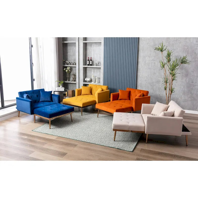 Chaise longue/fauteuil d'appoint, bords incurvés, rembourrée de mousse épaisse et recouverte d'un tissu de haute qualité