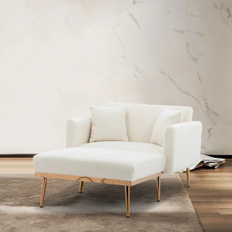 Chaise longue/fauteuil d'appoint, bords incurvés, rembourrée de mousse épaisse et recouverte d'un tissu de haute qualité