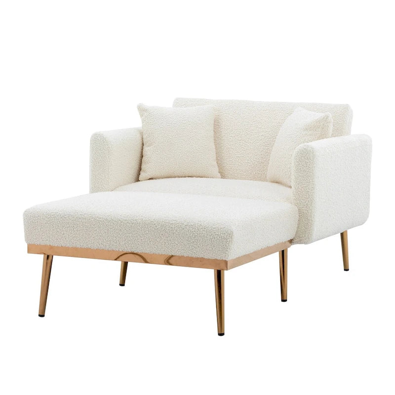 Chaise longue/fauteuil d'appoint, bords incurvés, rembourrée de mousse épaisse et recouverte d'un tissu de haute qualité