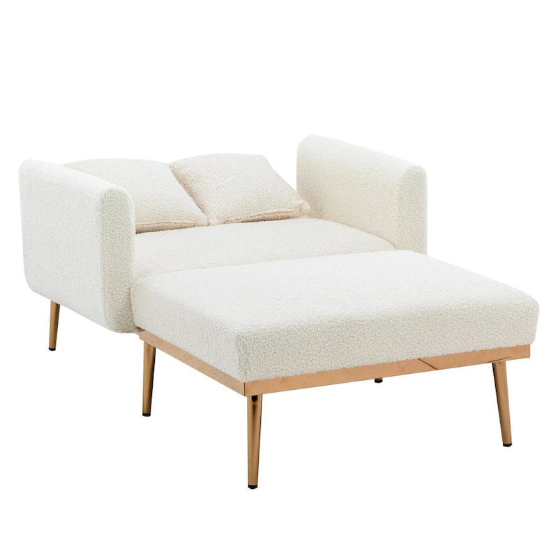 Chaise longue/fauteuil d'appoint, bords incurvés, rembourrée de mousse épaisse et recouverte d'un tissu de haute qualité
