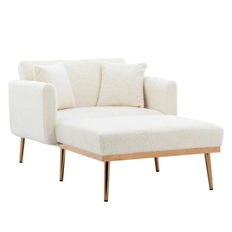 Chaise longue/fauteuil d'appoint, bords incurvés, rembourrée de mousse épaisse et recouverte d'un tissu de haute qualité