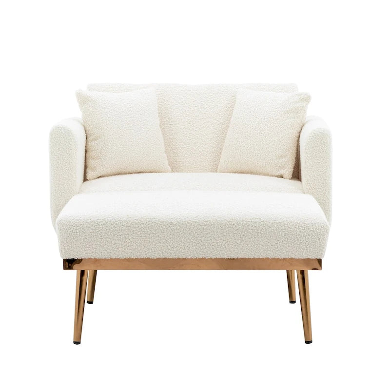 Chaise longue/fauteuil d'appoint, bords incurvés, rembourrée de mousse épaisse et recouverte d'un tissu de haute qualité