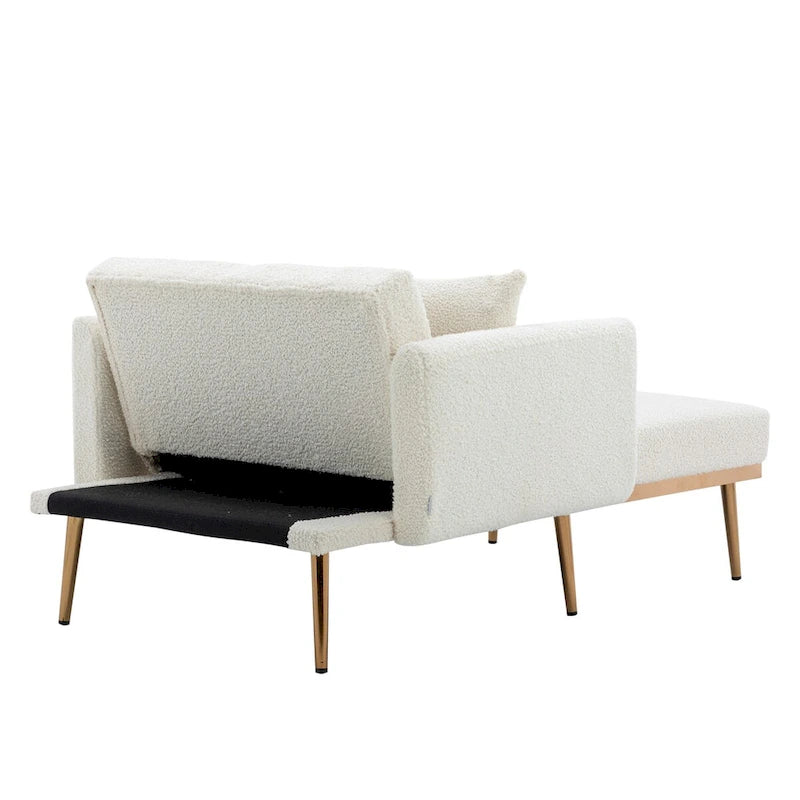 Chaise longue/fauteuil d'appoint, bords incurvés, rembourrée de mousse épaisse et recouverte d'un tissu de haute qualité