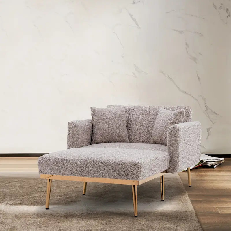 Chaise longue/fauteuil d'appoint, bords incurvés, rembourrée de mousse épaisse et recouverte d'un tissu de haute qualité