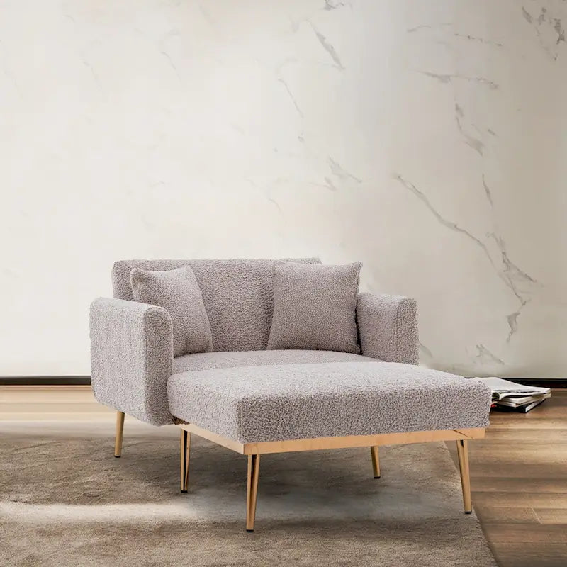 Chaise longue/fauteuil d'appoint, bords incurvés, rembourrée de mousse épaisse et recouverte d'un tissu de haute qualité