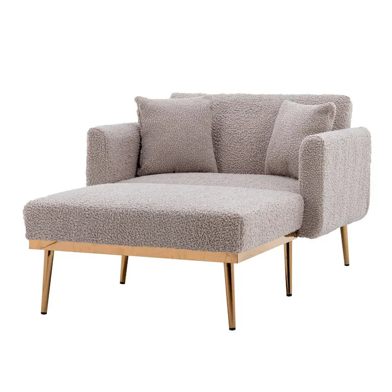 Chaise longue/fauteuil d'appoint, bords incurvés, rembourrée de mousse épaisse et recouverte d'un tissu de haute qualité