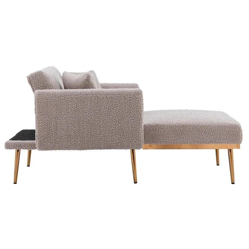 Chaise longue/fauteuil d'appoint, bords incurvés, rembourrée de mousse épaisse et recouverte d'un tissu de haute qualité