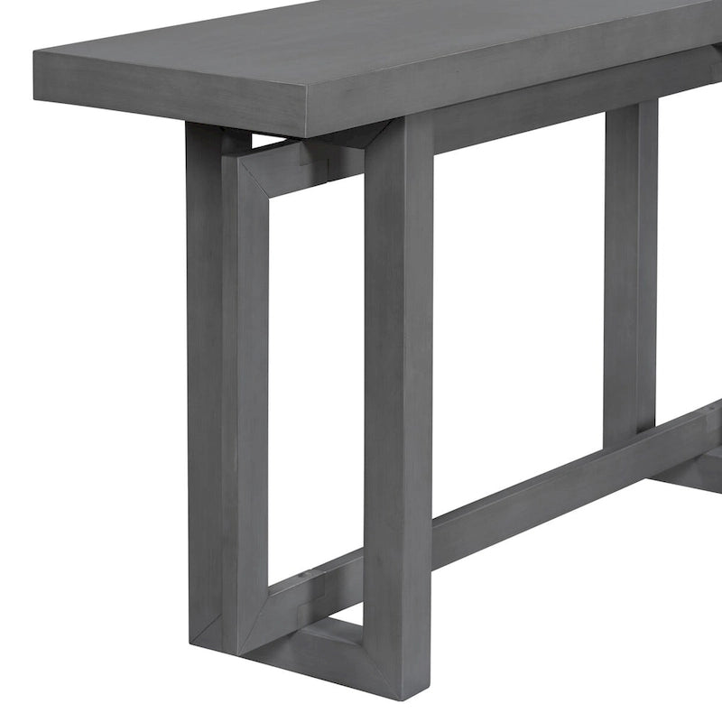 Console en bois avec plateau en béton d'inspiration industrielle, table d'entrée extra longue pour entrée, couloir, salon
