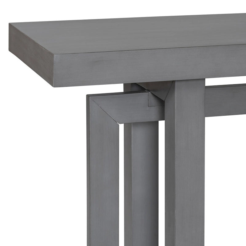 Console en bois avec plateau en béton d'inspiration industrielle, table d'entrée extra longue pour entrée, couloir, salon