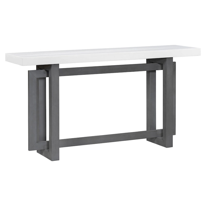 Console en bois avec plateau en béton d'inspiration industrielle, table d'entrée extra longue pour entrée, couloir, salon