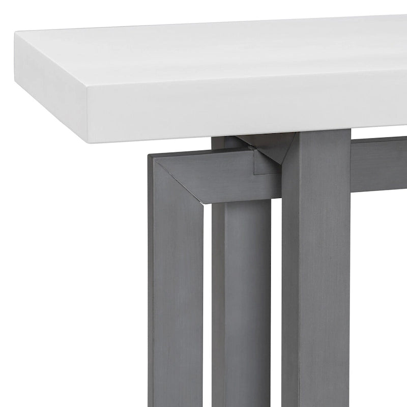 Console en bois avec plateau en béton d'inspiration industrielle, table d'entrée extra longue pour entrée, couloir, salon