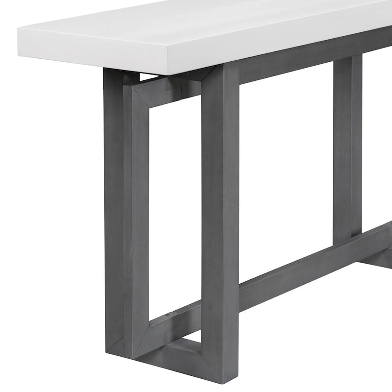Console en bois avec plateau en béton d'inspiration industrielle, table d'entrée extra longue pour entrée, couloir, salon