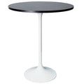 Table à manger ronde avec plateau en bois MDF et piètement en acier blanc pour cuisine et salle à manger