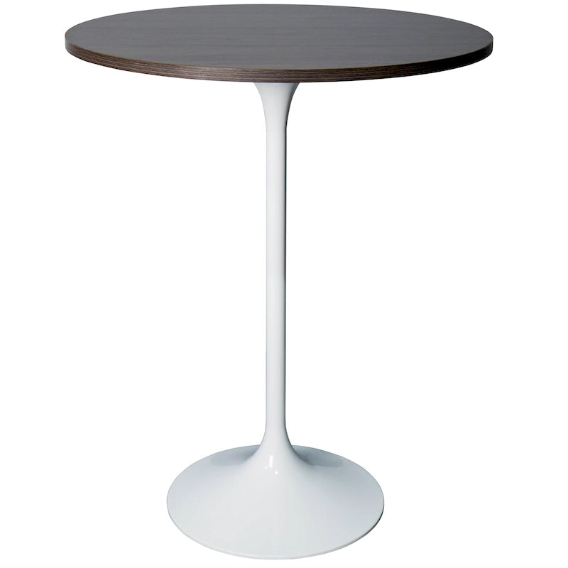 Table à manger ronde avec plateau en bois MDF et piètement en acier blanc pour cuisine et salle à manger
