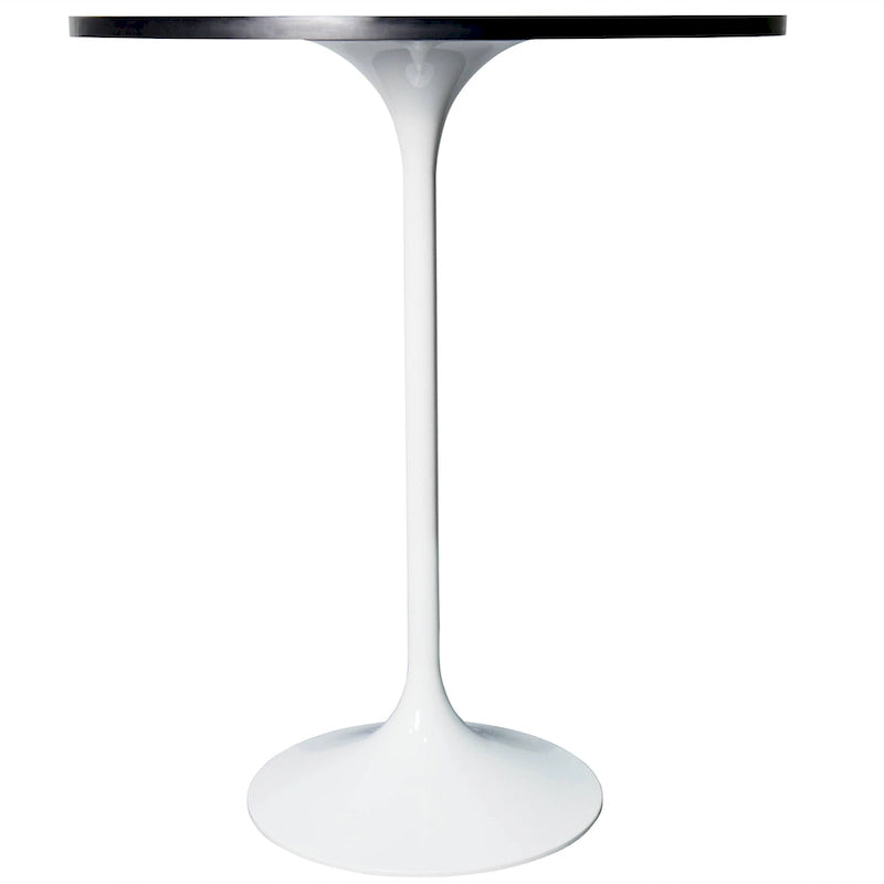 Table à manger ronde avec plateau en bois MDF et piètement en acier blanc pour cuisine et salle à manger