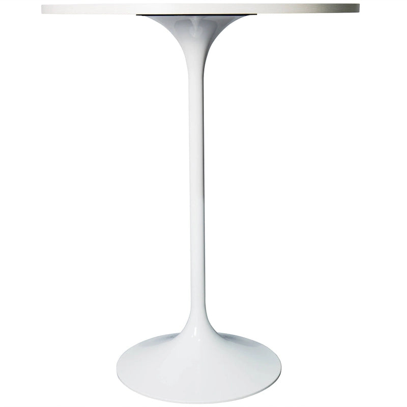 Table à manger ronde avec plateau en bois MDF et piètement en acier blanc pour cuisine et salle à manger