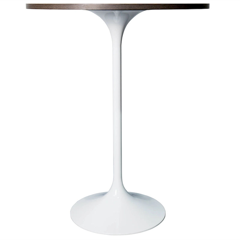 Table à manger ronde avec plateau en bois MDF et piètement en acier blanc pour cuisine et salle à manger