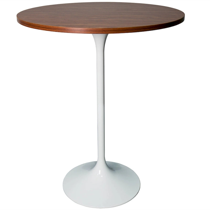 Table à manger ronde avec plateau en bois MDF et piètement en acier blanc pour cuisine et salle à manger