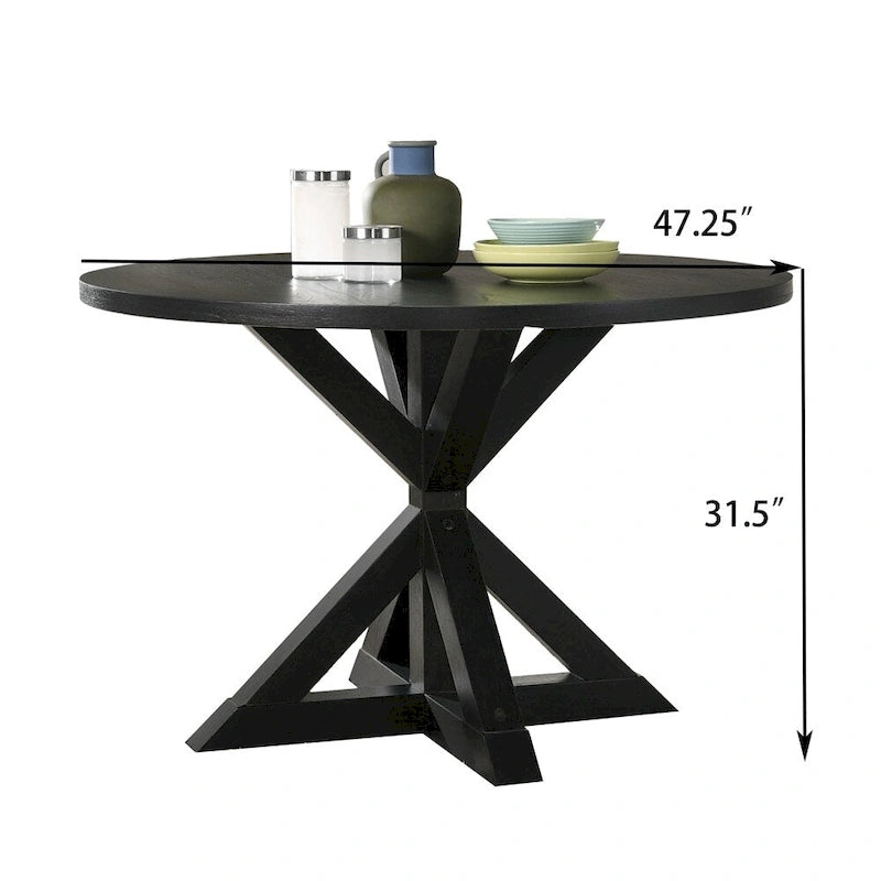 Table de salle à manger avec piètement en croix en noir