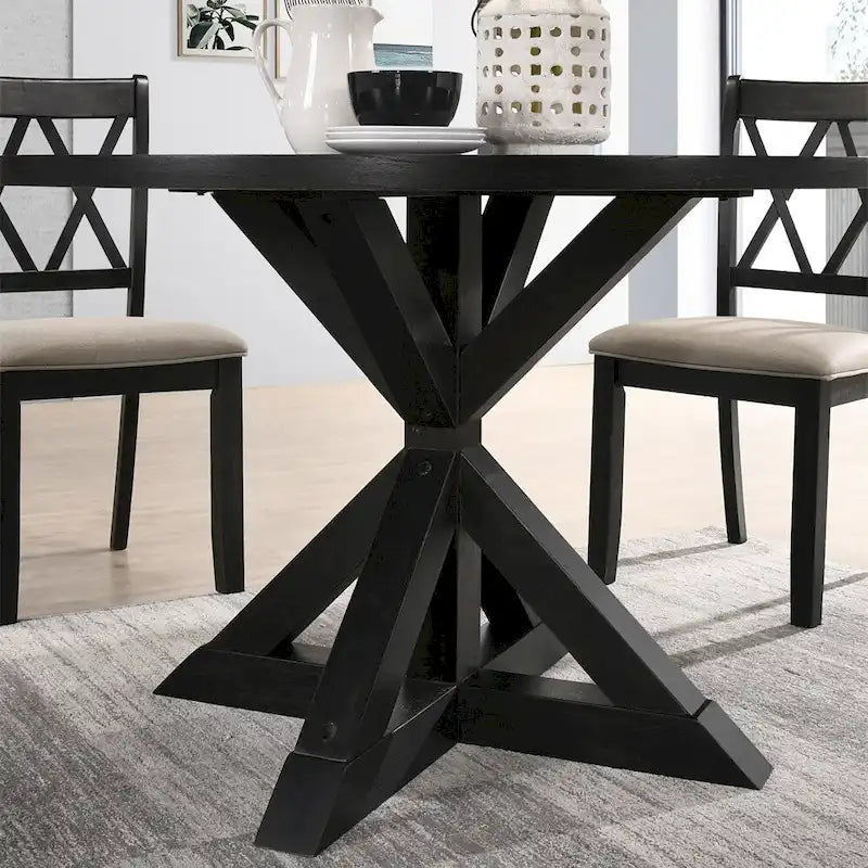 Table de salle à manger avec piètement en croix en noir