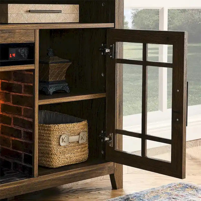 Meuble TV avec cheminée électrique inserts chauffants - 55 pouces