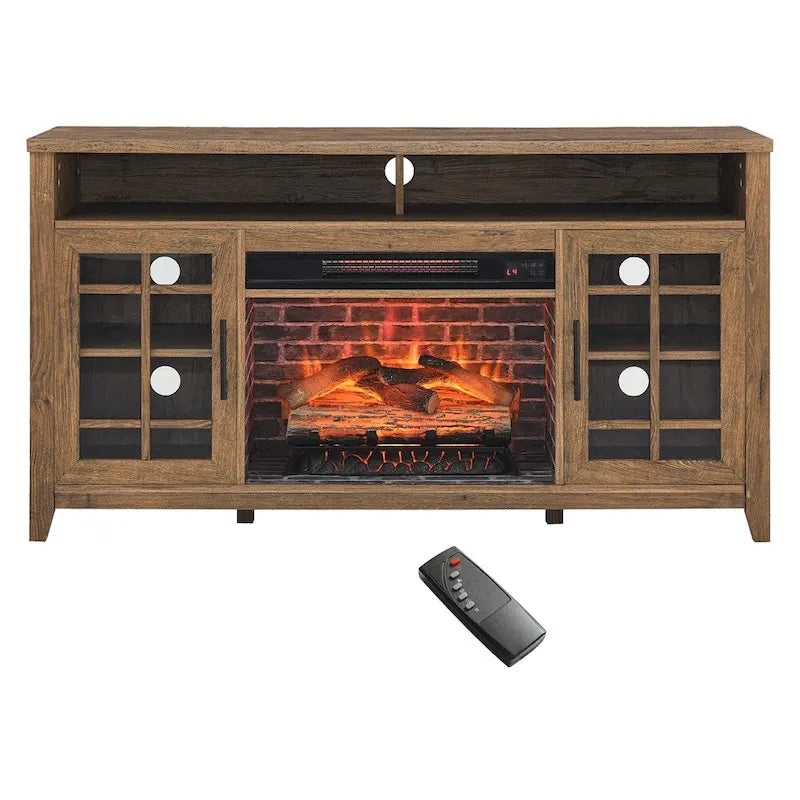 Meuble TV avec cheminée électrique inserts chauffants - 55 pouces