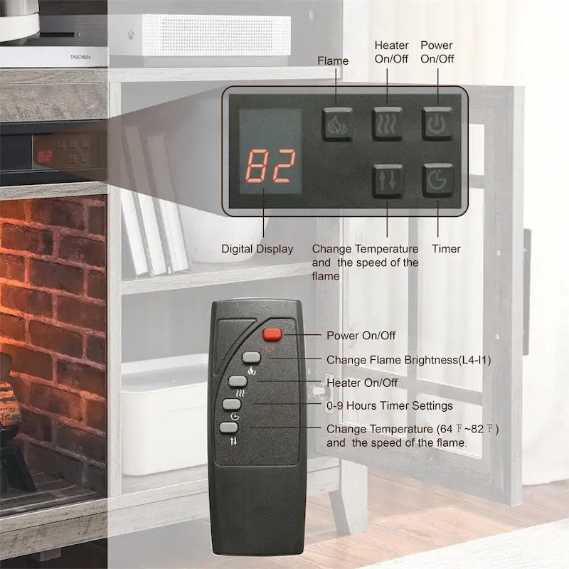 Meuble TV avec cheminée électrique inserts chauffants - 55 pouces