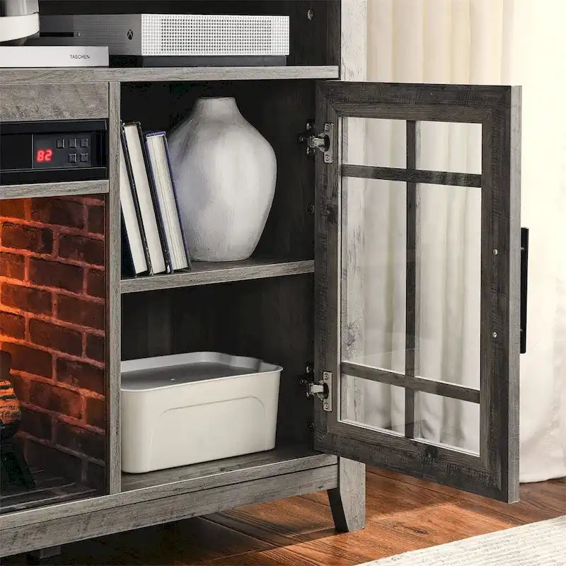 Meuble TV avec cheminée électrique inserts chauffants - 55 pouces