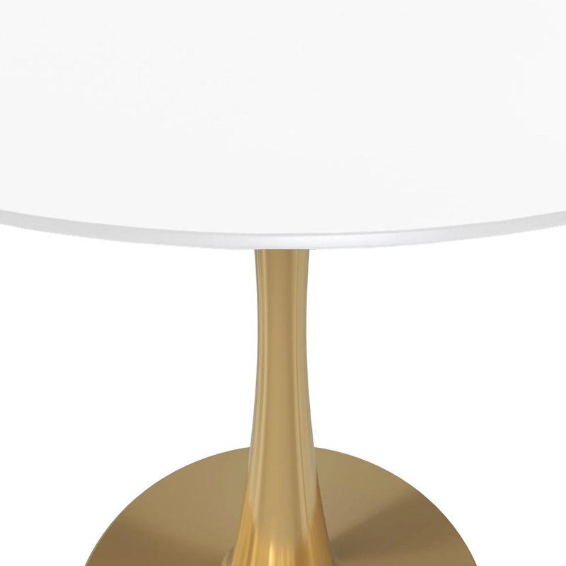 Table à manger ronde pour 4 personnes avec plateau en bois MDF et base en acier doré pour cuisine et salle à manger