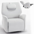 Fauteuil inclinable électrique pivotant et à bascule avec coussin de soutien lombaire et cervical, ports USB et Type-C