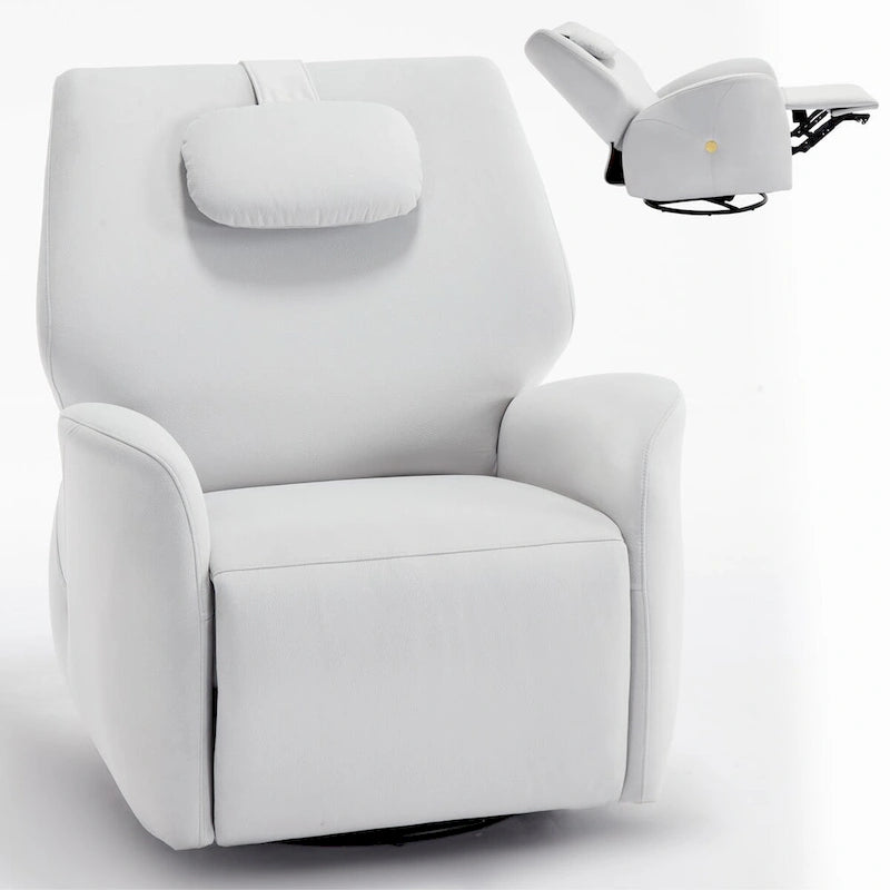 Fauteuil inclinable électrique pivotant et à bascule avec coussin de soutien lombaire et cervical, ports USB et Type-C
