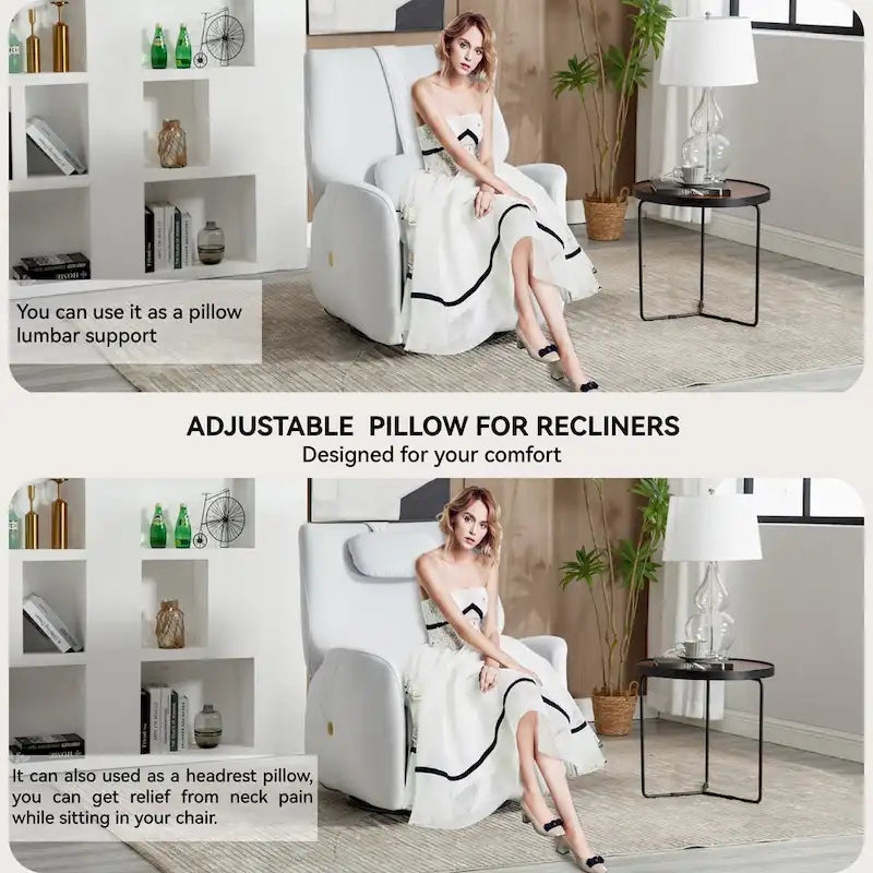 Fauteuil inclinable électrique pivotant et à bascule avec coussin de soutien lombaire et cervical, ports USB et Type-C
