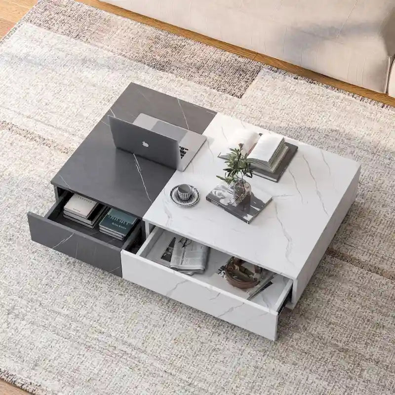 Table basse moderne avec deux espaces de rangement