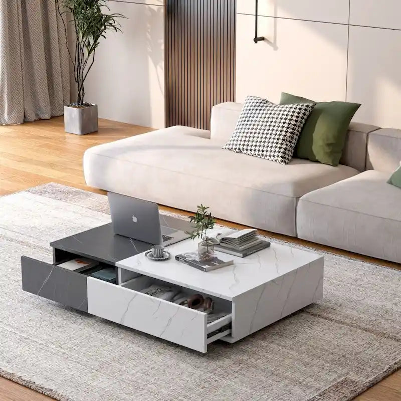 Table basse moderne avec deux espaces de rangement