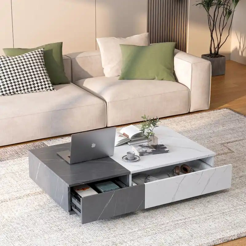 Table basse moderne avec deux espaces de rangement