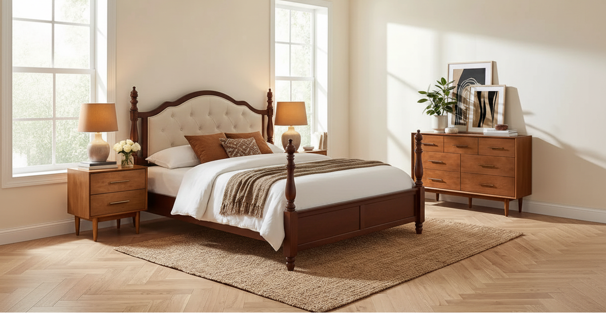 Queen Size Platform Bed 卧室场景图